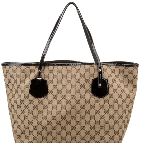 Gucci Beige and Black Signature Tote - Picture 1 of 4